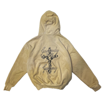 JESUS TAT ZIP HOODIE [SANDSTONE]